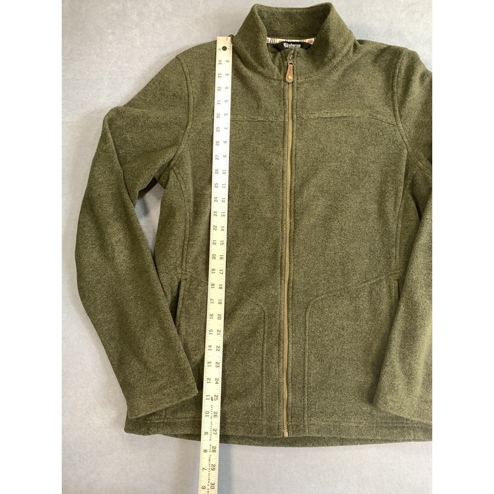 Sherpa Brand Adventure Gear Full Zip Green Fleece Jacket Size Medium Nepal - Picture 3 of 5